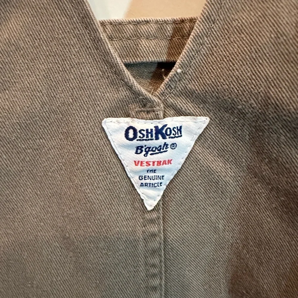 90's OshKosh B'gosh Boys Overalls Vestbak Size 4T Khaki Denim Chino